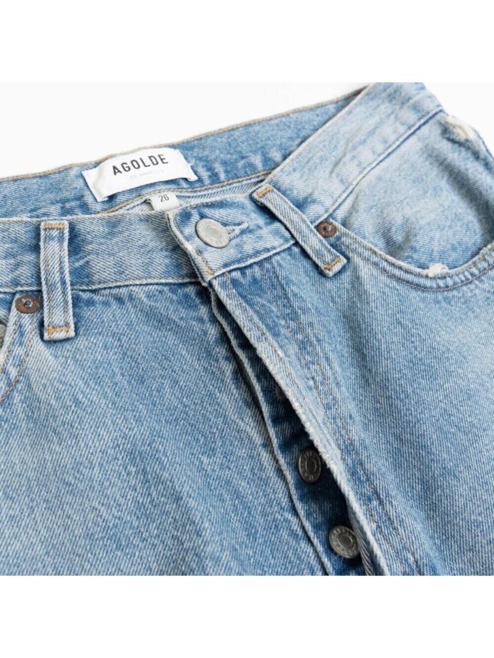 AGOLDE 90s Pinch Waist High Rise Straight Jeans Light Wash Size 26 - Picture 8 of 14